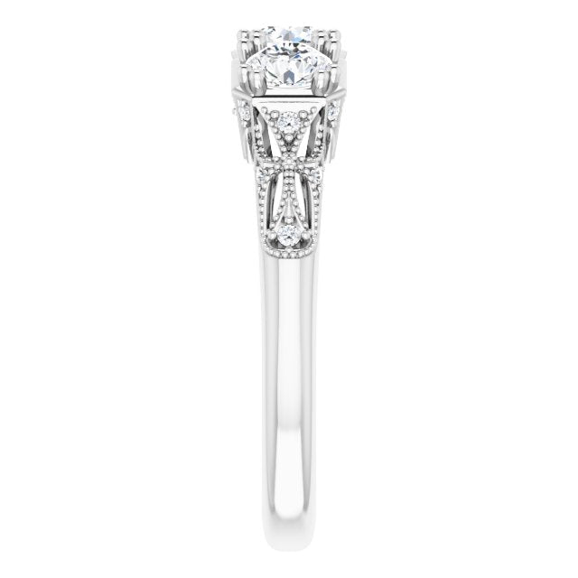 0.87 ct. Round Diamond Vintage Inspired Wedding Band-VIRABYANI